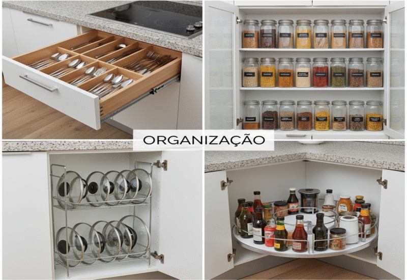 Cozinha Organizada- Gaveteiros e Armários Funcionais